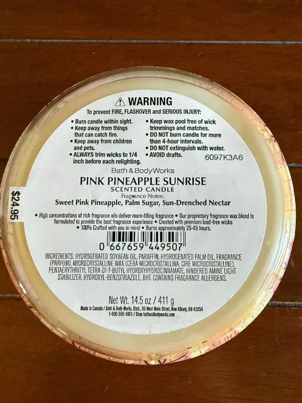 NEW PINK PINEAPPLE SUNRISE 3-Wick Candle Bath & Body Works